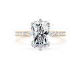 Goldsmiths 18ct Yellow Gold and Platinum Compass Set 3.25cttw Radiant Lab Grown Diamond Set Shoulder Solitaire Engagement Ring - Ring Size N.5