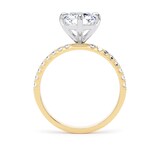 Goldsmiths 18ct Yellow Gold and Platinum Compass Set 3.25cttw Radiant Lab Grown Diamond Set Shoulder Solitaire Engagement Ring - Ring Size N.5