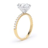 Goldsmiths 18ct Yellow Gold and Platinum Compass Set 3.25cttw Radiant Lab Grown Diamond Set Shoulder Solitaire Engagement Ring - Ring Size N.5
