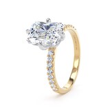 Goldsmiths 18ct Yellow Gold and Platinum Compass Set 3.25cttw Radiant Lab Grown Diamond Set Shoulder Solitaire Engagement Ring - Ring Size N.5