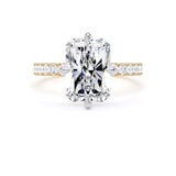 Goldsmiths 18ct Yellow Gold and Platinum Compass Set 4.25cttw Radiant Lab Grown Diamond Set Shoulder Solitaire Engagement Ring - Ring Size O.5