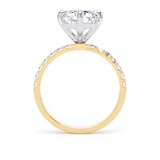 Goldsmiths 18ct Yellow Gold and Platinum Compass Set 4.25cttw Radiant Lab Grown Diamond Set Shoulder Solitaire Engagement Ring - Ring Size O.5