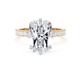 Goldsmiths 18ct Yellow Gold and Platinum Compass Set 5.25cttw Radiant Lab Grown Diamond Set Shoulder Solitaire Engagement Ring - Ring Size I.5