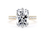 Goldsmiths 18ct Yellow Gold and Platinum Compass Set 5.25cttw Radiant Lab Grown Diamond Set Shoulder Solitaire Engagement Ring - Ring Size I.5