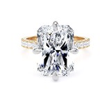 Goldsmiths 18ct Yellow Gold and Platinum Compass Set 7.25cttw Radiant Lab Grown Diamond Set Shoulder Solitaire Engagement Ring - Ring Size I.5