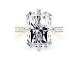 Goldsmiths 18ct Yellow Gold and Platinum Compass Set 7.25cttw Radiant Lab Grown Diamond Set Shoulder Solitaire Engagement Ring - Ring Size I.5