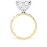 Goldsmiths 18ct Yellow Gold and Platinum Compass Set 7.25cttw Radiant Lab Grown Diamond Set Shoulder Solitaire Engagement Ring - Ring Size I.5