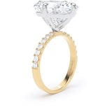 Goldsmiths 18ct Yellow Gold and Platinum Compass Set 7.25cttw Radiant Lab Grown Diamond Set Shoulder Solitaire Engagement Ring - Ring Size I.5