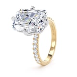 Goldsmiths 18ct Yellow Gold and Platinum Compass Set 7.25cttw Radiant Lab Grown Diamond Set Shoulder Solitaire Engagement Ring - Ring Size I.5