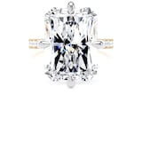Goldsmiths 18ct Yellow Gold and Platinum Compass Set 10.25cttw Radiant Lab Grown Diamond Set Shoulder Solitaire Engagement Ring - Ring Size H