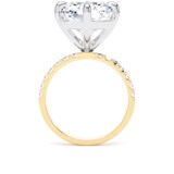 Goldsmiths 18ct Yellow Gold and Platinum Compass Set 10.25cttw Radiant Lab Grown Diamond Set Shoulder Solitaire Engagement Ring - Ring Size H