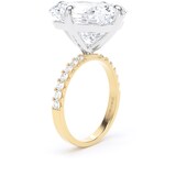 Goldsmiths 18ct Yellow Gold and Platinum Compass Set 10.25cttw Radiant Lab Grown Diamond Set Shoulder Solitaire Engagement Ring - Ring Size H