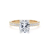 Goldsmiths 18ct Yellow Gold and Platinum 1.70cttw Elongated Cushion Cut Lab Grown Diamond Set Shoulder Solitaire Engagement Ring - Ring Size G