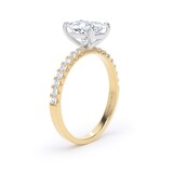 Goldsmiths 18ct Yellow Gold and Platinum 1.70cttw Elongated Cushion Cut Lab Grown Diamond Set Shoulder Solitaire Engagement Ring - Ring Size G