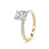 Goldsmiths 18ct Yellow Gold and Platinum 1.70cttw Elongated Cushion Cut Lab Grown Diamond Set Shoulder Solitaire Engagement Ring - Ring Size G