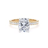 Goldsmiths 18ct Yellow Gold and Platinum 2.20cttw Elongated Cushion Cut Lab Grown Diamond Set Shoulder Solitaire Engagement Ring - Ring Size L.5