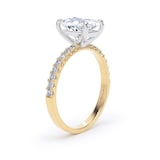 Goldsmiths 18ct Yellow Gold and Platinum 2.20cttw Elongated Cushion Cut Lab Grown Diamond Set Shoulder Solitaire Engagement Ring - Ring Size L.5