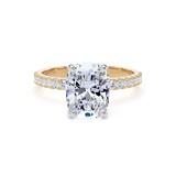 Goldsmiths 18ct Yellow Gold and Platinum 2.70cttw Elongated Cushion Cut Lab Grown Diamond Set Shoulder Solitaire Engagement Ring - Ring Size N