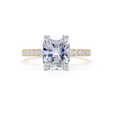 Goldsmiths 18ct Yellow Gold and Platinum 2.70cttw Elongated Cushion Cut Lab Grown Diamond Set Shoulder Solitaire Engagement Ring - Ring Size N