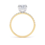 Goldsmiths 18ct Yellow Gold and Platinum 2.70cttw Elongated Cushion Cut Lab Grown Diamond Set Shoulder Solitaire Engagement Ring - Ring Size N