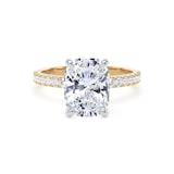 Goldsmiths 18ct Yellow Gold and Platinum 3.25cttw Elongated Cushion Cut Lab Grown Diamond Set Shoulder Solitaire Engagement Ring - Ring Size L.5