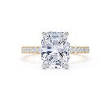 Goldsmiths 18ct Yellow Gold and Platinum 3.25cttw Elongated Cushion Cut Lab Grown Diamond Set Shoulder Solitaire Engagement Ring - Ring Size L.5