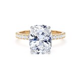 Goldsmiths 18ct Yellow Gold and Platinum 4.25cttw Elongated Cushion Cut Lab Grown Diamond Set Shoulder Solitaire Engagement Ring - Ring Size R