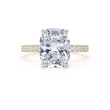 Goldsmiths 18ct Yellow Gold and Platinum 4.25cttw Elongated Cushion Cut Lab Grown Diamond Set Shoulder Solitaire Engagement Ring - Ring Size R