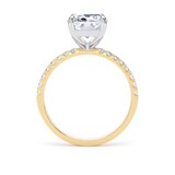 Goldsmiths 18ct Yellow Gold and Platinum 4.25cttw Elongated Cushion Cut Lab Grown Diamond Set Shoulder Solitaire Engagement Ring - Ring Size R