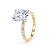 Goldsmiths 18ct Yellow Gold and Platinum 4.25cttw Elongated Cushion Cut Lab Grown Diamond Set Shoulder Solitaire Engagement Ring - Ring Size R