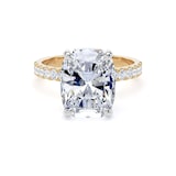 Goldsmiths 18ct Yellow Gold and Platinum 5.25cttw Elongated Cushion Cut Lab Grown Diamond Set Shoulder Solitaire Engagement Ring - Ring Size L.5