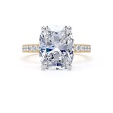 Goldsmiths 18ct Yellow Gold and Platinum 5.25cttw Elongated Cushion Cut Lab Grown Diamond Set Shoulder Solitaire Engagement Ring - Ring Size L.5