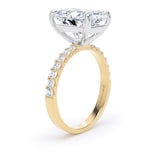 Goldsmiths 18ct Yellow Gold and Platinum 5.25cttw Elongated Cushion Cut Lab Grown Diamond Set Shoulder Solitaire Engagement Ring - Ring Size L.5