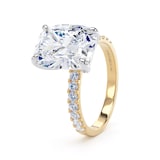 Goldsmiths 18ct Yellow Gold and Platinum 5.25cttw Elongated Cushion Cut Lab Grown Diamond Set Shoulder Solitaire Engagement Ring - Ring Size L.5