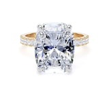 Goldsmiths 18ct Yellow Gold and Platinum 7.25cttw Elongated Cushion Cut Lab Grown Diamond Set Shoulder Solitaire Engagement Ring - Ring Size X