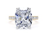 Goldsmiths 18ct Yellow Gold and Platinum 7.25cttw Elongated Cushion Cut Lab Grown Diamond Set Shoulder Solitaire Engagement Ring - Ring Size X