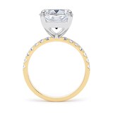 Goldsmiths 18ct Yellow Gold and Platinum 7.25cttw Elongated Cushion Cut Lab Grown Diamond Set Shoulder Solitaire Engagement Ring - Ring Size X