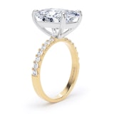 Goldsmiths 18ct Yellow Gold and Platinum 7.25cttw Elongated Cushion Cut Lab Grown Diamond Set Shoulder Solitaire Engagement Ring - Ring Size X