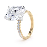 Goldsmiths 18ct Yellow Gold and Platinum 7.25cttw Elongated Cushion Cut Lab Grown Diamond Set Shoulder Solitaire Engagement Ring - Ring Size X