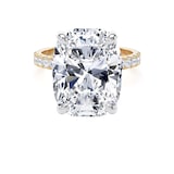 Goldsmiths 18ct Yellow Gold and Platinum 10.25cttw Elongated Cushion Cut Lab Grown Diamond Set Shoulder Solitaire Engagement Ring - Ring Size T