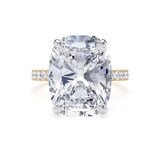 Goldsmiths 18ct Yellow Gold and Platinum 10.25cttw Elongated Cushion Cut Lab Grown Diamond Set Shoulder Solitaire Engagement Ring - Ring Size T