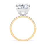 Goldsmiths 18ct Yellow Gold and Platinum 10.25cttw Elongated Cushion Cut Lab Grown Diamond Set Shoulder Solitaire Engagement Ring - Ring Size T