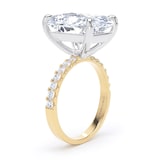 Goldsmiths 18ct Yellow Gold and Platinum 10.25cttw Elongated Cushion Cut Lab Grown Diamond Set Shoulder Solitaire Engagement Ring - Ring Size T