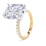 Goldsmiths 18ct Yellow Gold and Platinum 10.25cttw Elongated Cushion Cut Lab Grown Diamond Set Shoulder Solitaire Engagement Ring - Ring Size T