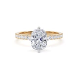 Goldsmiths 18ct Yellow Gold and Platinum Compass Set 1.70cttw Cushion Lab Grown Diamond Set Shoulder Solitaire Engagement Ring - Ring Size O.5