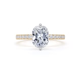 Goldsmiths 18ct Yellow Gold and Platinum Compass Set 1.70cttw Cushion Lab Grown Diamond Set Shoulder Solitaire Engagement Ring - Ring Size O.5