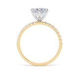 Goldsmiths 18ct Yellow Gold and Platinum Compass Set 1.70cttw Cushion Lab Grown Diamond Set Shoulder Solitaire Engagement Ring - Ring Size O.5