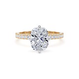 Goldsmiths 18ct Yellow Gold and Platinum Compass Set 2.20cttw Cushion Lab Grown Diamond Set Shoulder Solitaire Engagement Ring - Ring Size S.5