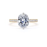 Goldsmiths 18ct Yellow Gold and Platinum Compass Set 2.20cttw Cushion Lab Grown Diamond Set Shoulder Solitaire Engagement Ring - Ring Size S.5