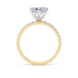 Goldsmiths 18ct Yellow Gold and Platinum Compass Set 2.20cttw Cushion Lab Grown Diamond Set Shoulder Solitaire Engagement Ring - Ring Size S.5